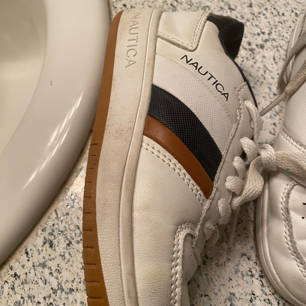 Nautica White Sneakers with Black and Brown Details